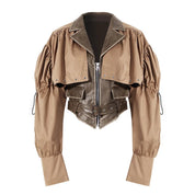 Khaki Faux Leather Jacket