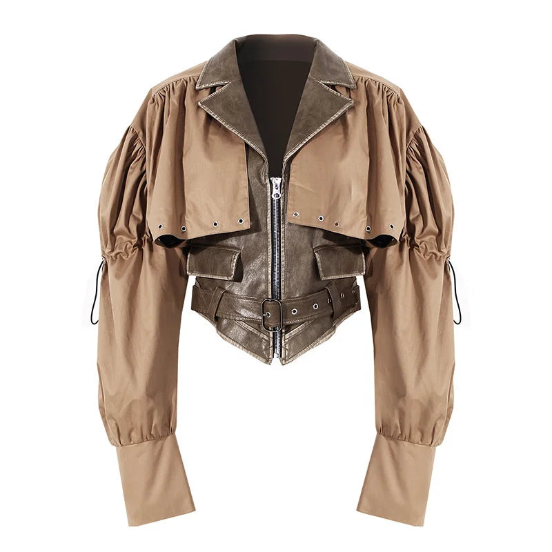 Khaki Faux Leather Jacket