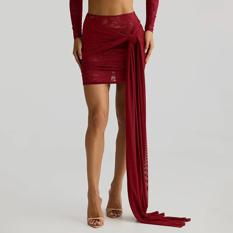 Barely There Lace Panel Skirt Set