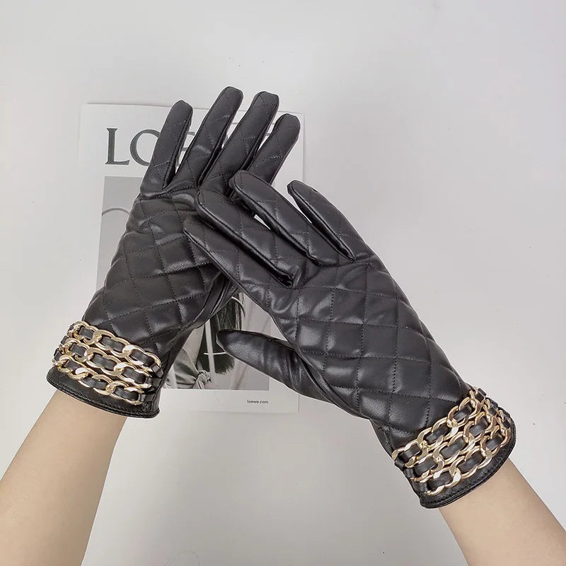 Quilted Faux Leather Gloves