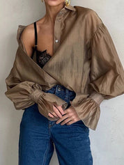 Sheer Summer Button Down Blouse
