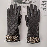 Quilted Faux Leather Gloves