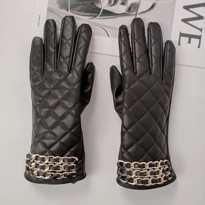Quilted Faux Leather Gloves