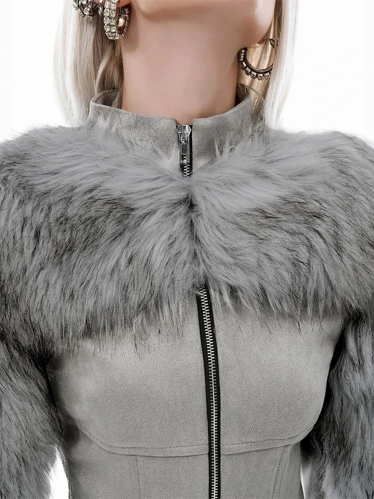 Grey Faux Fur Jacket