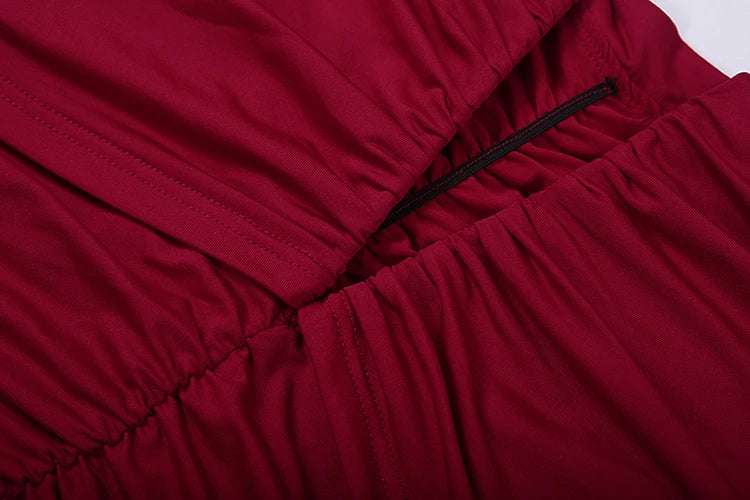 Red Ruched Off Shoulder Dress