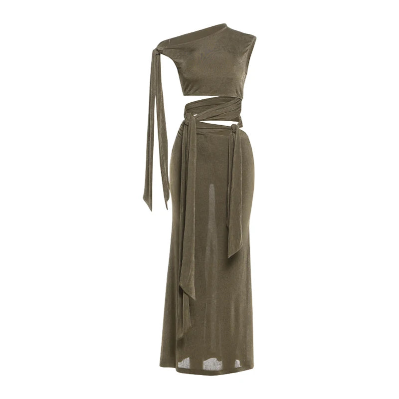 Olive Maxi Skirt Set