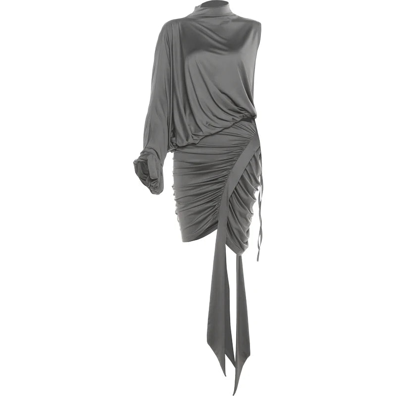Charcoal Draped Mini Skirt Set