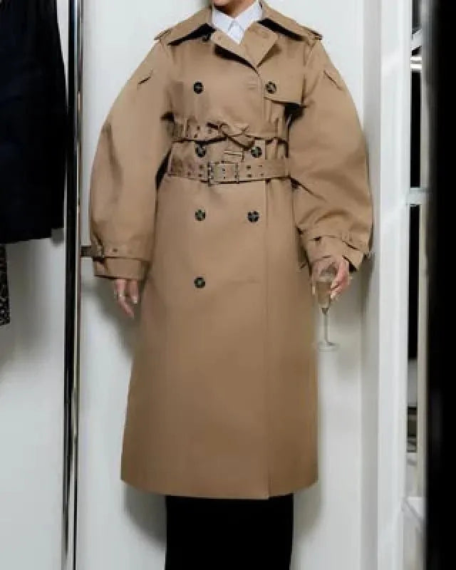 Khaki Double Breasted Trench Coat