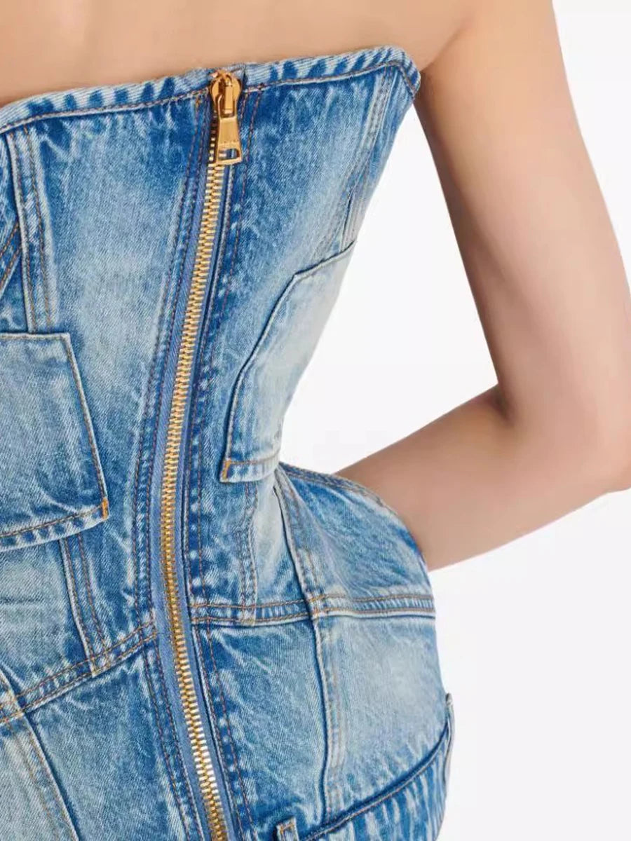 Denim Peplem Top