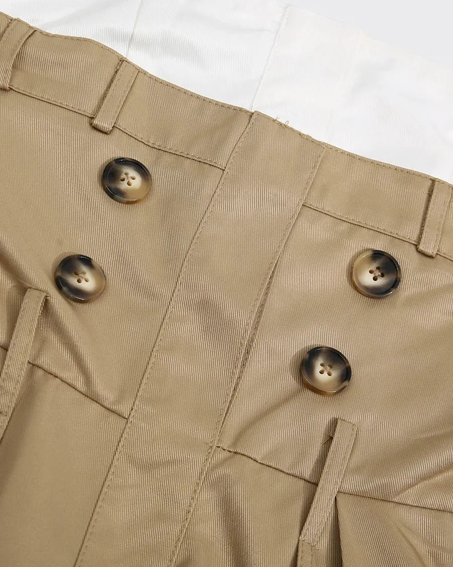 Khaki Trench Midi Dress