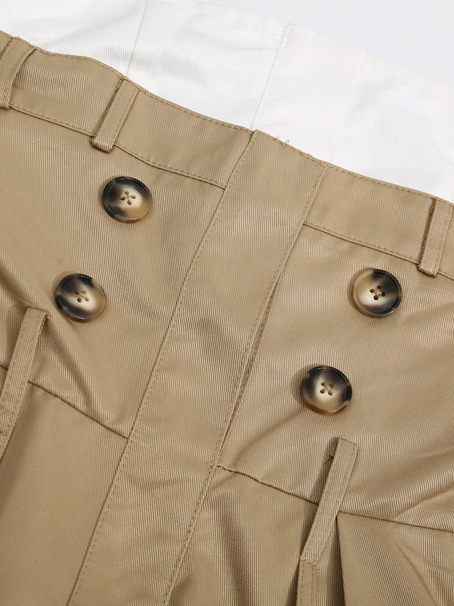 Khaki Trench Midi Dress