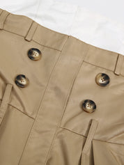 Khaki Trench Midi Dress