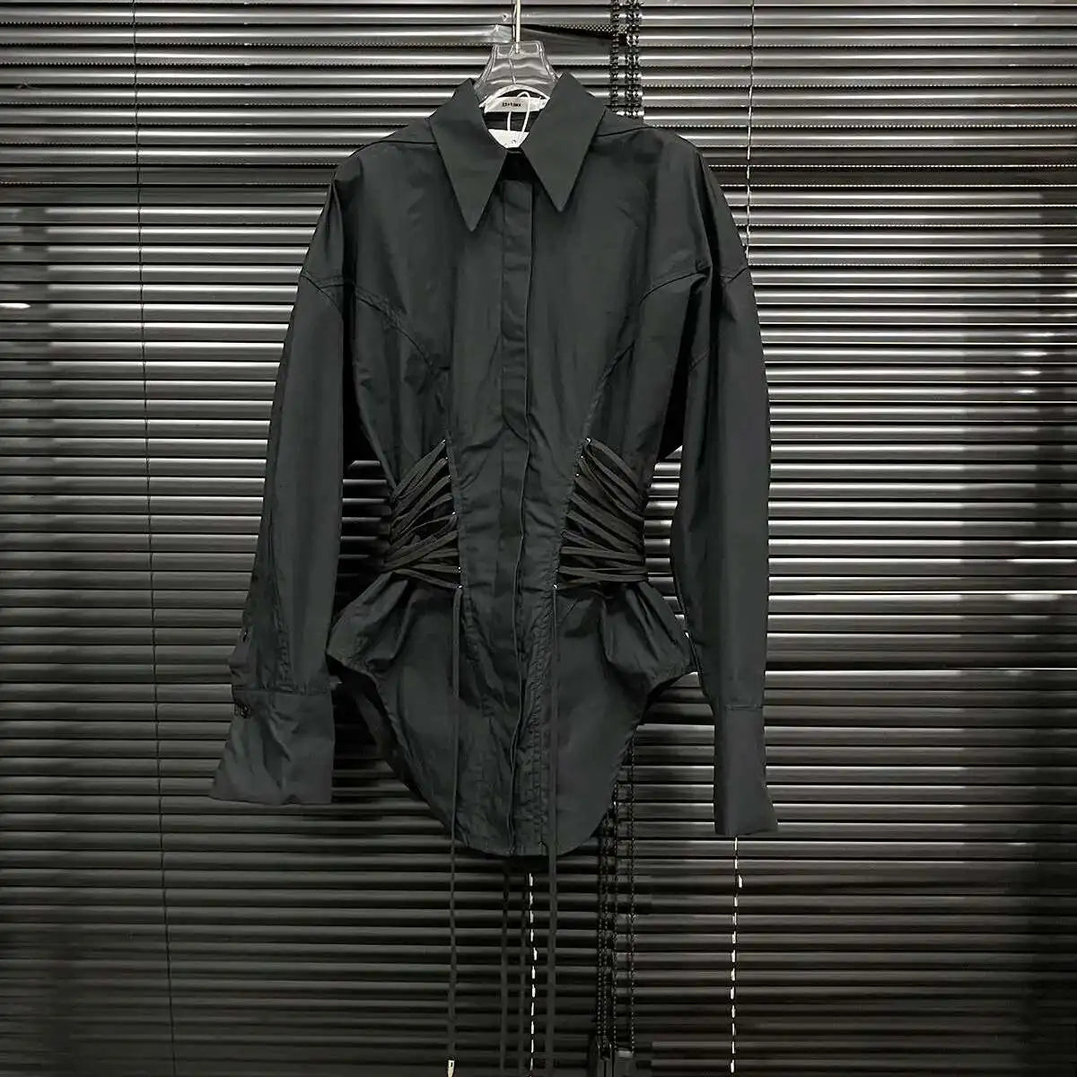 White Collar Drawstring Top