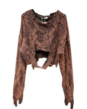 Distressed Knit Cropped Sweater