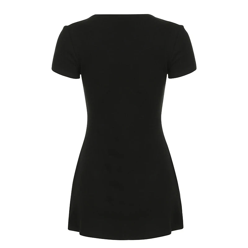 Nuetral Knitted V-Neck Mini Dress