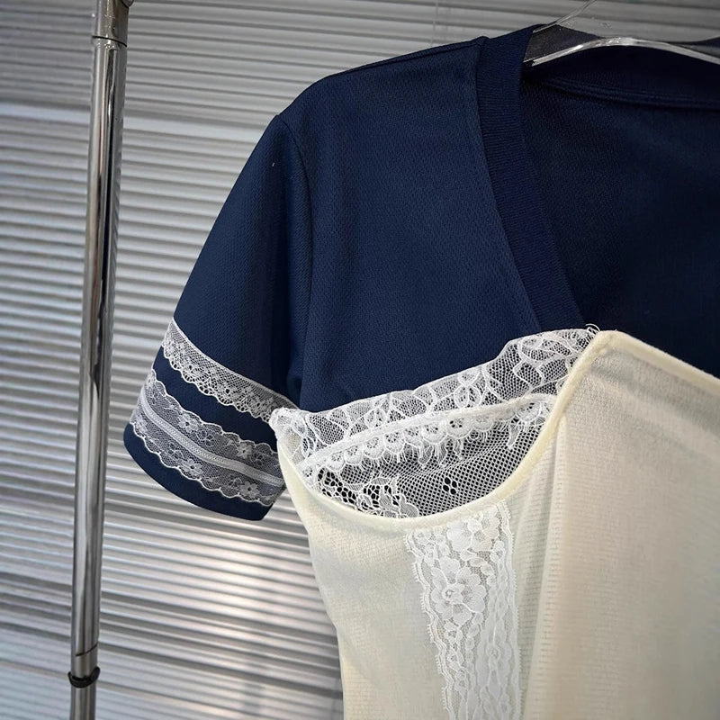 Navy Lace Corset Top
