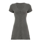 Nuetral Knitted V-Neck Mini Dress