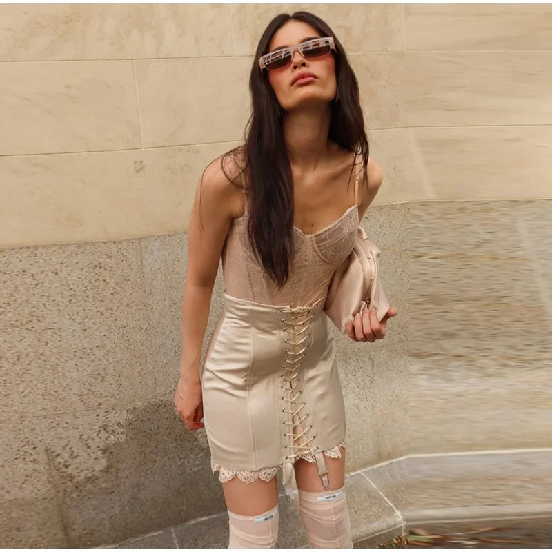 Lace Bandage Mini Skirt