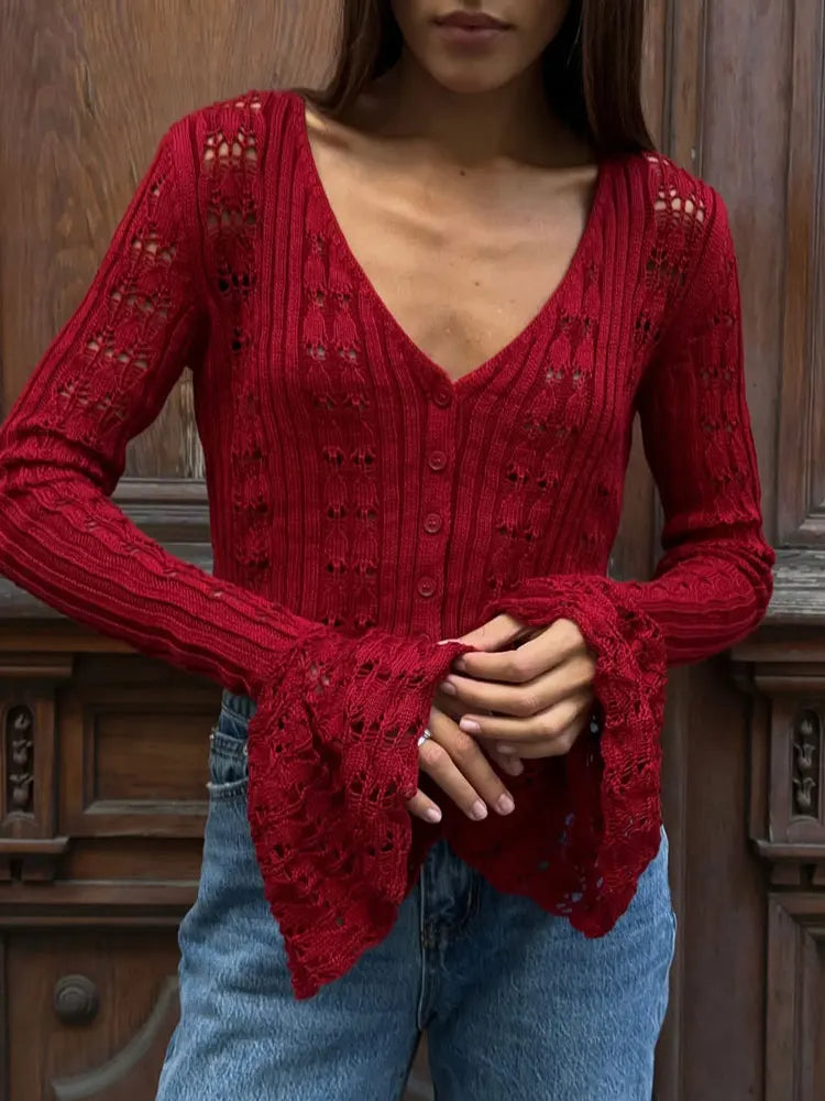 Bellz V-Neck Knit Crop Cardigan