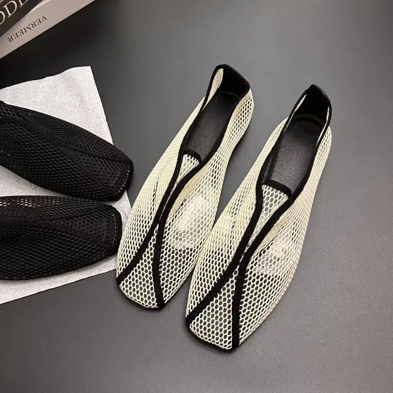 Mesh Square Toe Flats