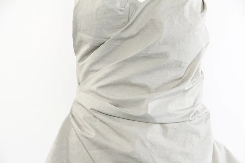 Off White Asymmetric Strapless Top