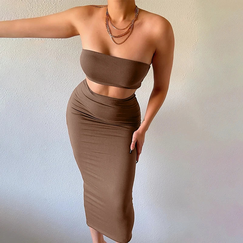 Tube Top Midi Skirt Set