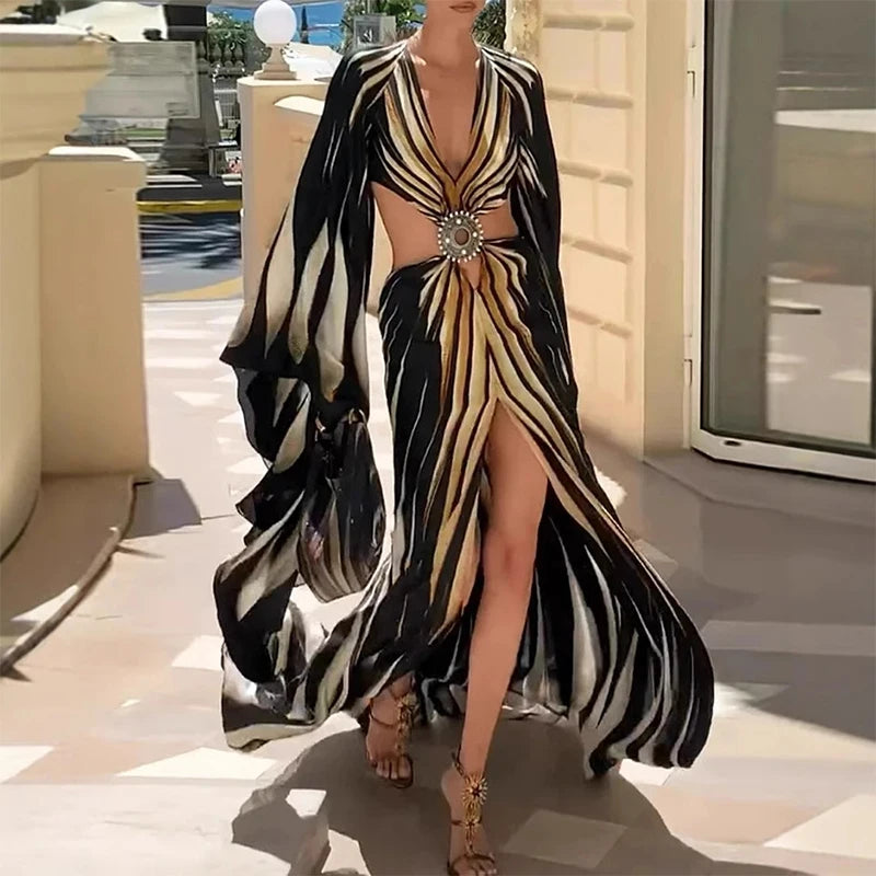 Sun Rays Cut Out Maxi Dress