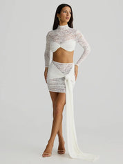 Barely There Lace Panel Skirt Set