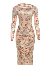 Rose Ruched Midi Dress