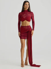 Barely There Lace Panel Skirt Set