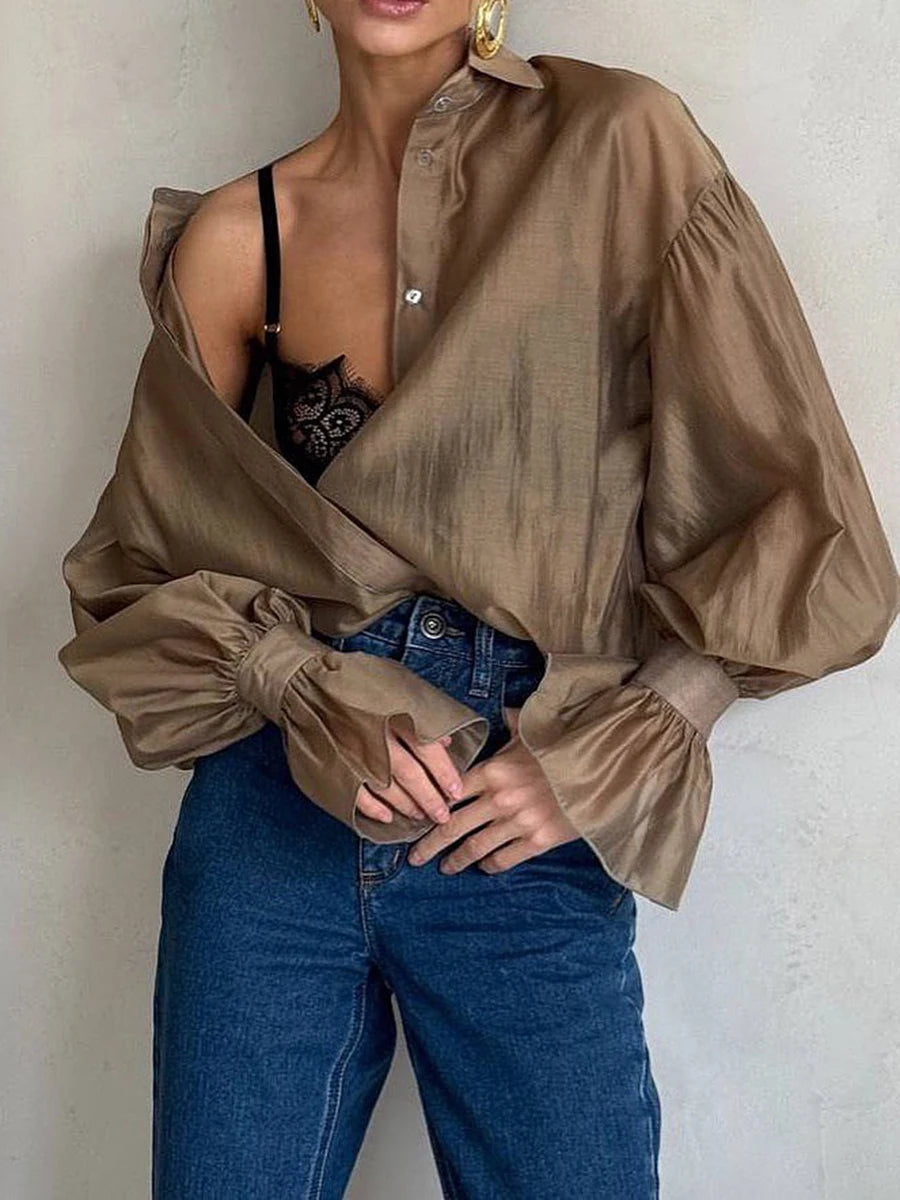 Sheer Summer Button Down Blouse