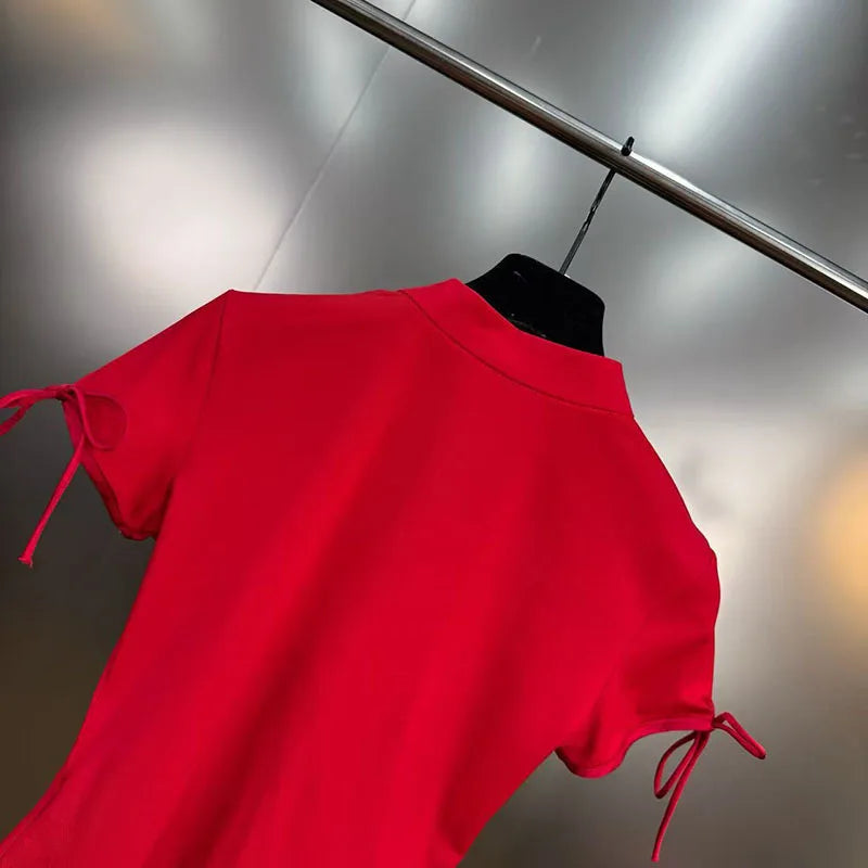 Rouge Lace Up Top
