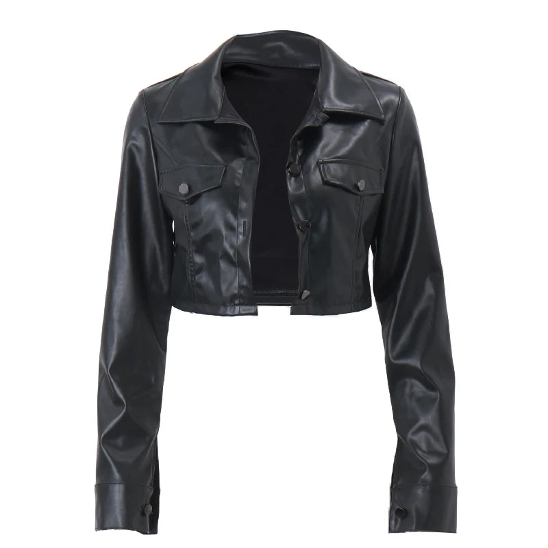 Faux Leather Crop Jacket