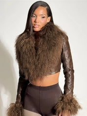 Furry Faux Leather Jacket
