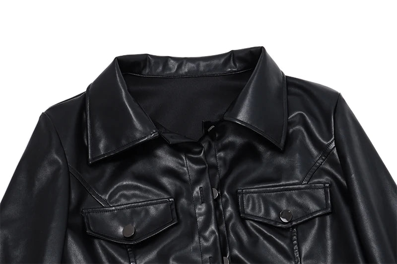 Faux Leather Crop Jacket