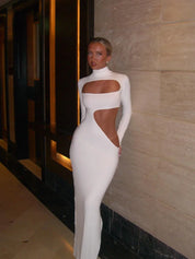 White Cut Out Maxi Dress