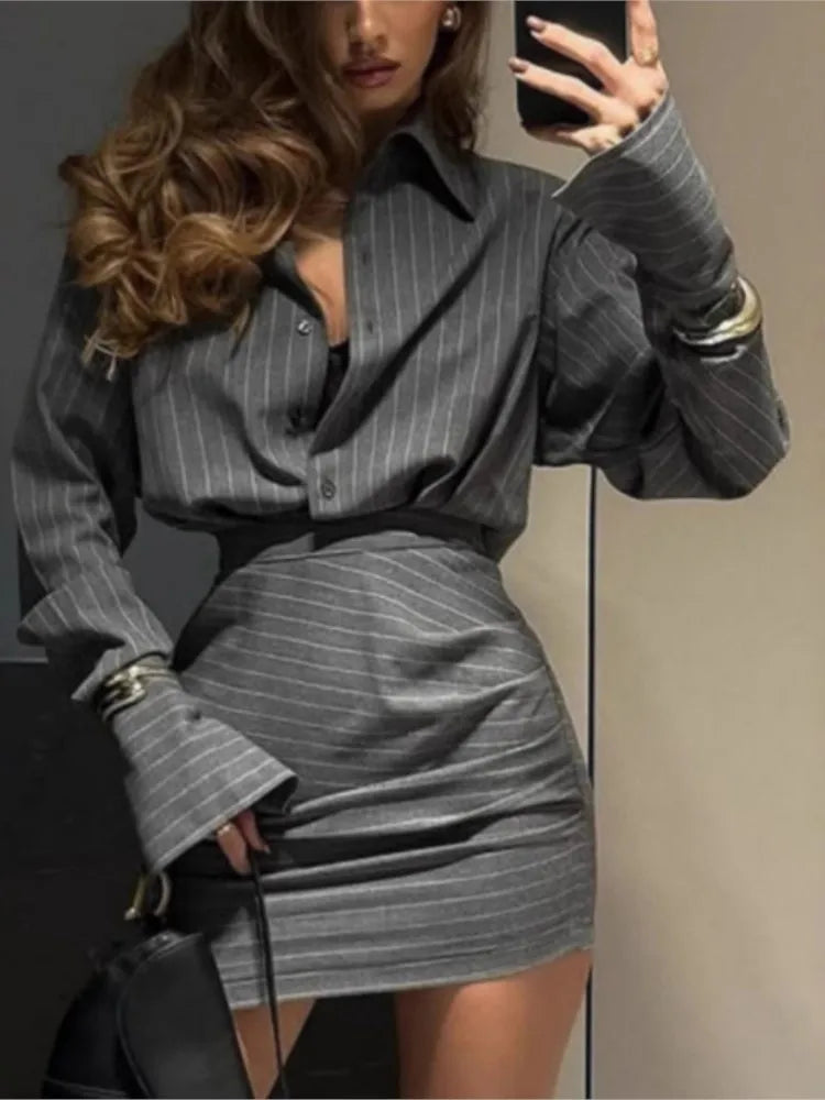 Charcoal Striped Two-piece Set