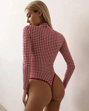 Red Houndstooth Bodysuit