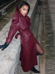 Faux Leather Trench