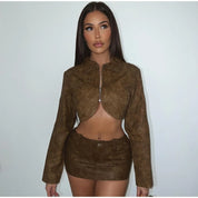 CoCo Cropped Faux Leather Top