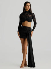 Barely There Lace Panel Skirt Set