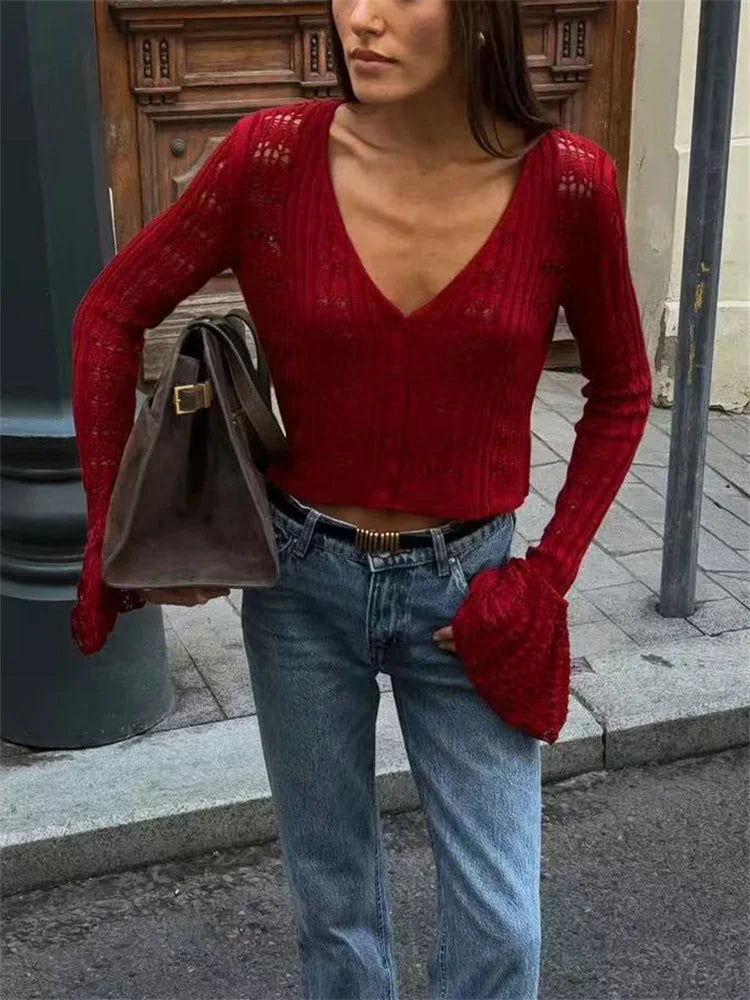 Bellz V-Neck Knit Crop Cardigan