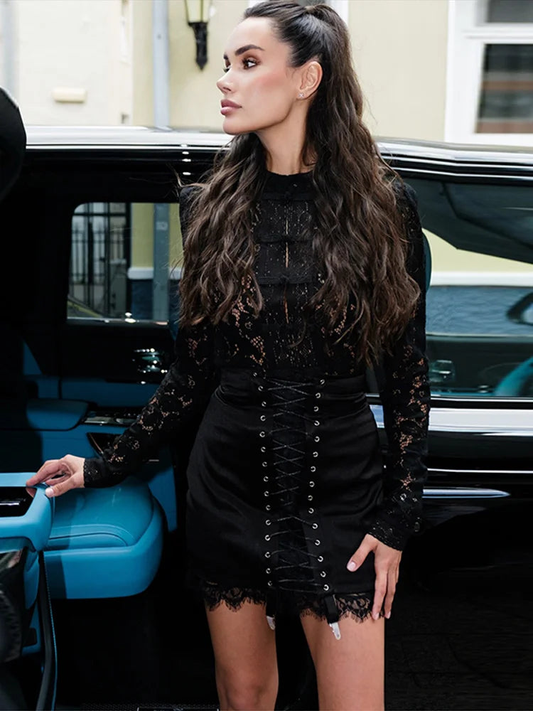Lace Bandage Mini Skirt