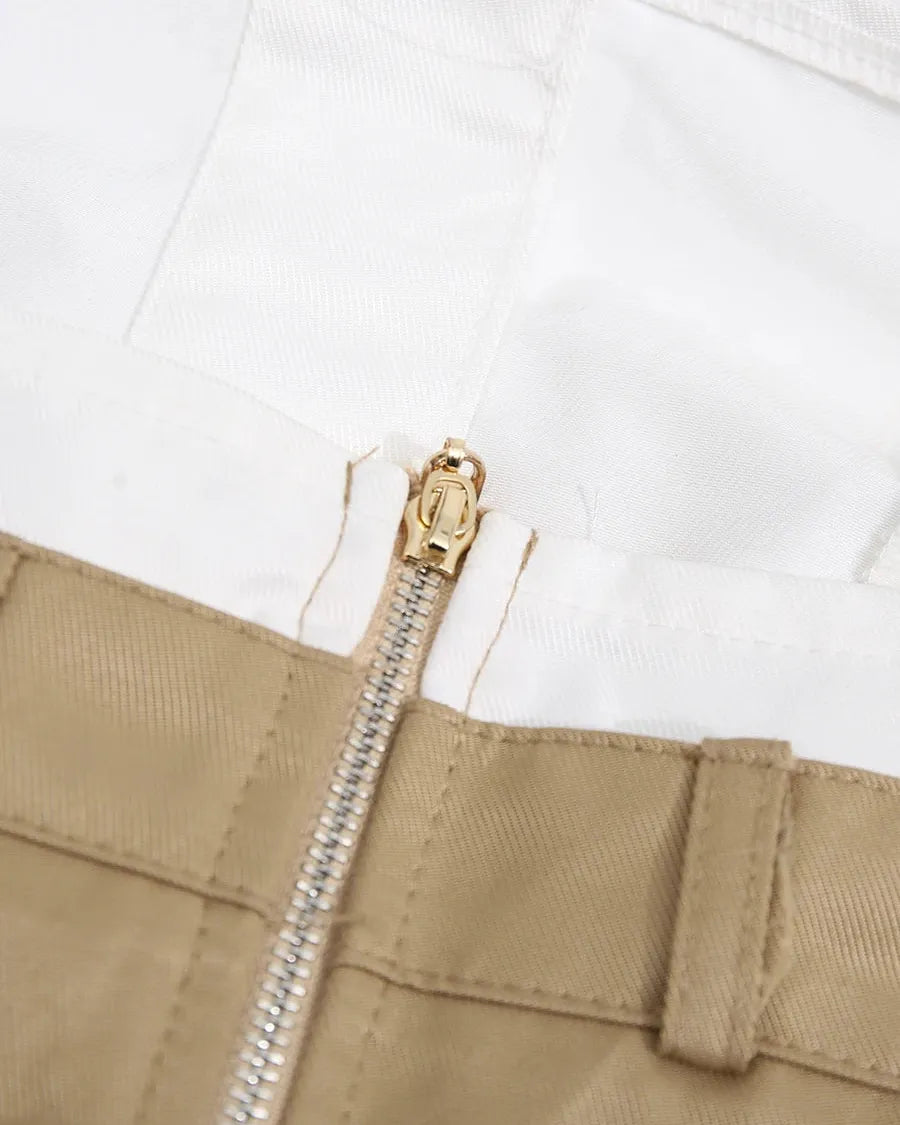 Khaki Trench Midi Dress