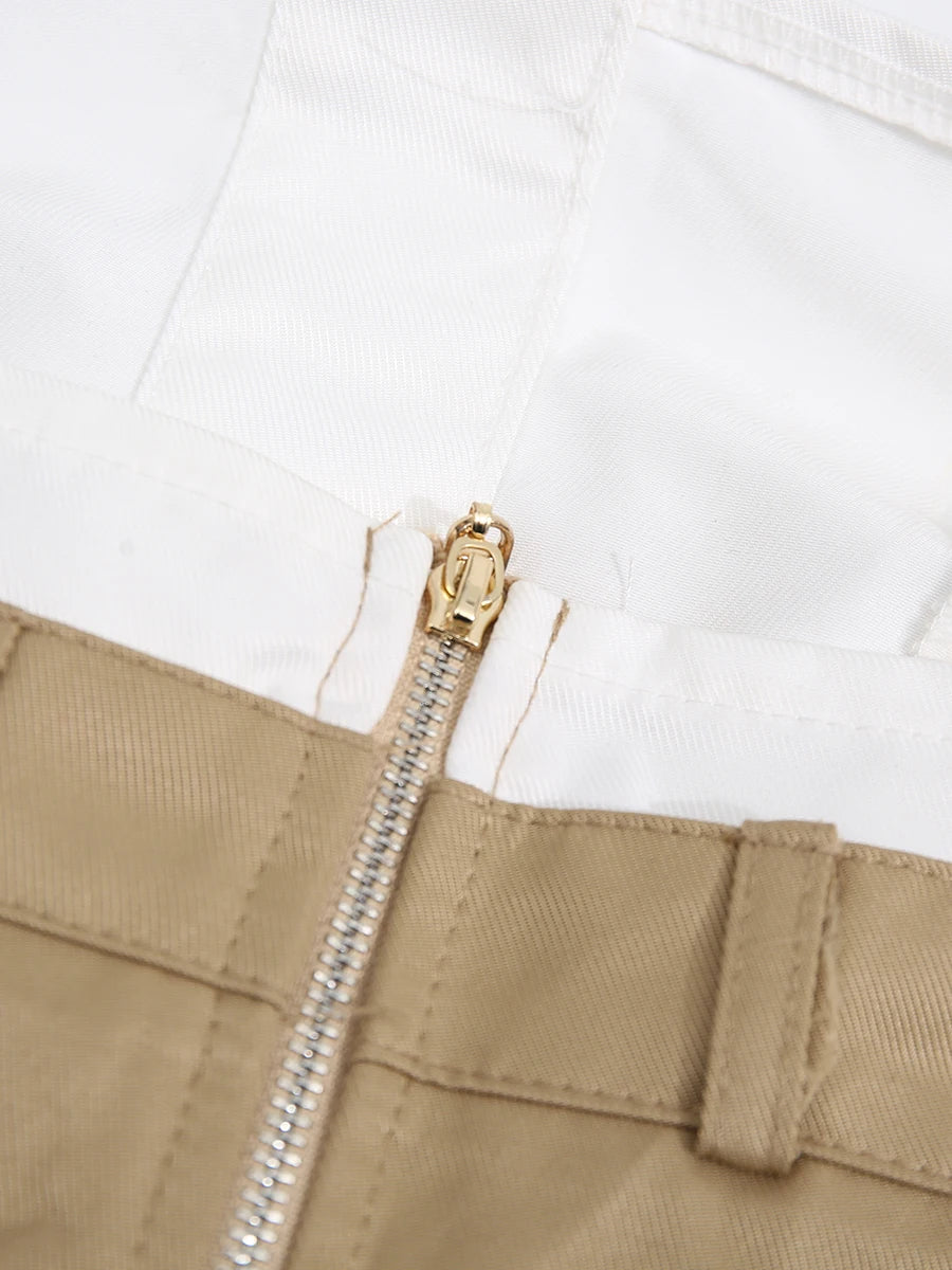Khaki Trench Midi Dress