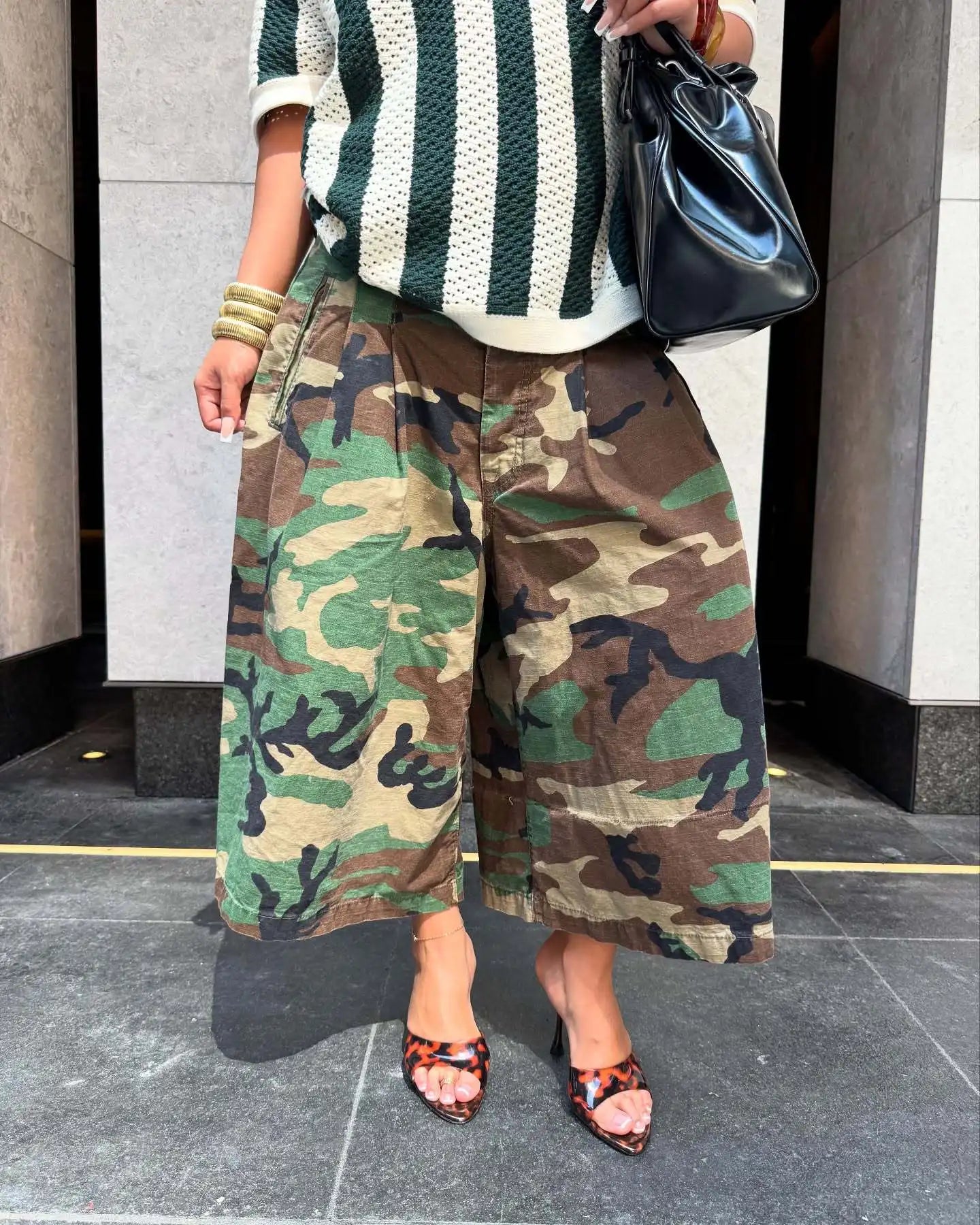 Vintage Camouflage Wide Leg Pants