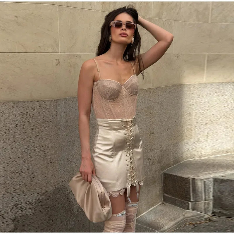 Lace Bandage Mini Skirt