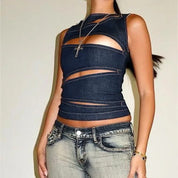 Denim Cut Out Top