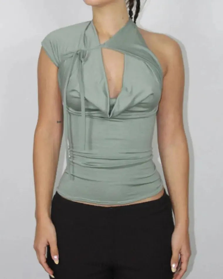 Blair Solid Lace Up Sexy T-shirt