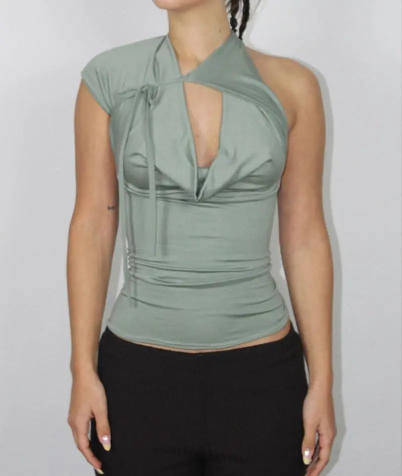 Blair Solid Lace Up Sexy T-shirt